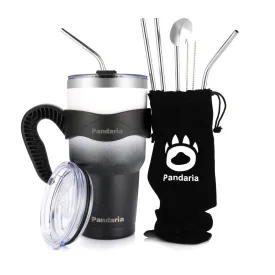 30oz Vacuum Insulated Tumbler Set with Straws Lids&Handle, Panda