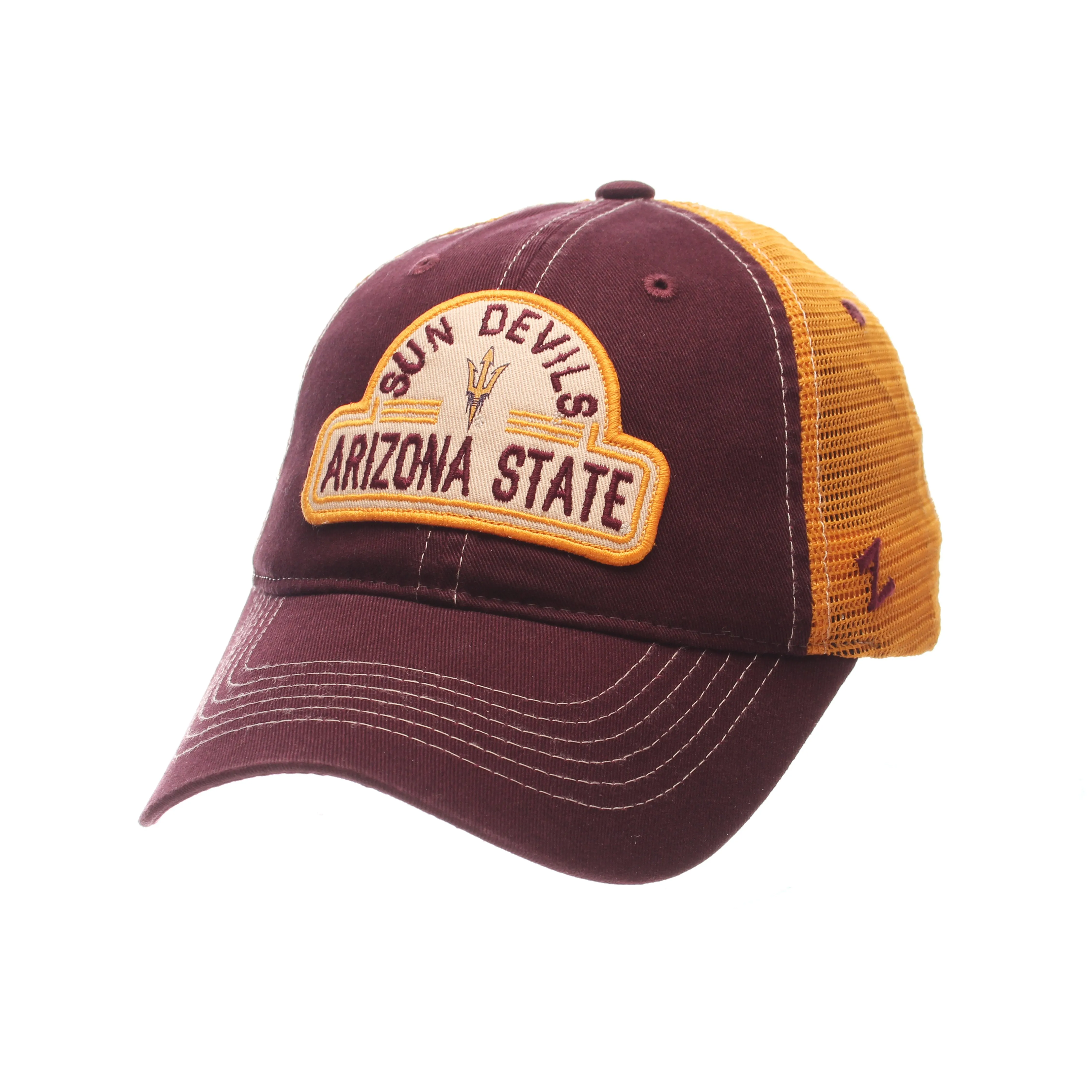 Arizona State Sun Devils Zephyr Maroon Route Style Mesh Back Slouch Adj. Hat Cap