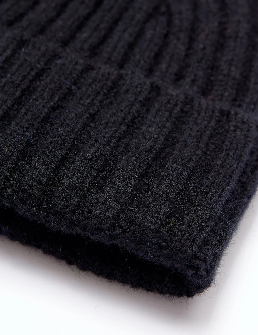 Bhode 2x2 Rib Beanie Hat (Lambswool) - Black