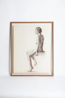 French Nude Drawing, Lady Sitting