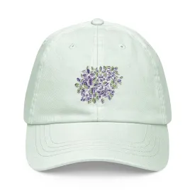 Green Pastel Embroidered Lilac baseball hat