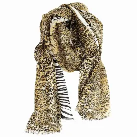 Mixed Animal Print Scarf - Brown Combo