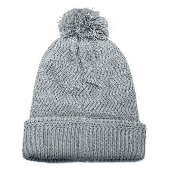 No Bad Ideas - Redford Beanie Puff Ball Hat w- Leather Patch