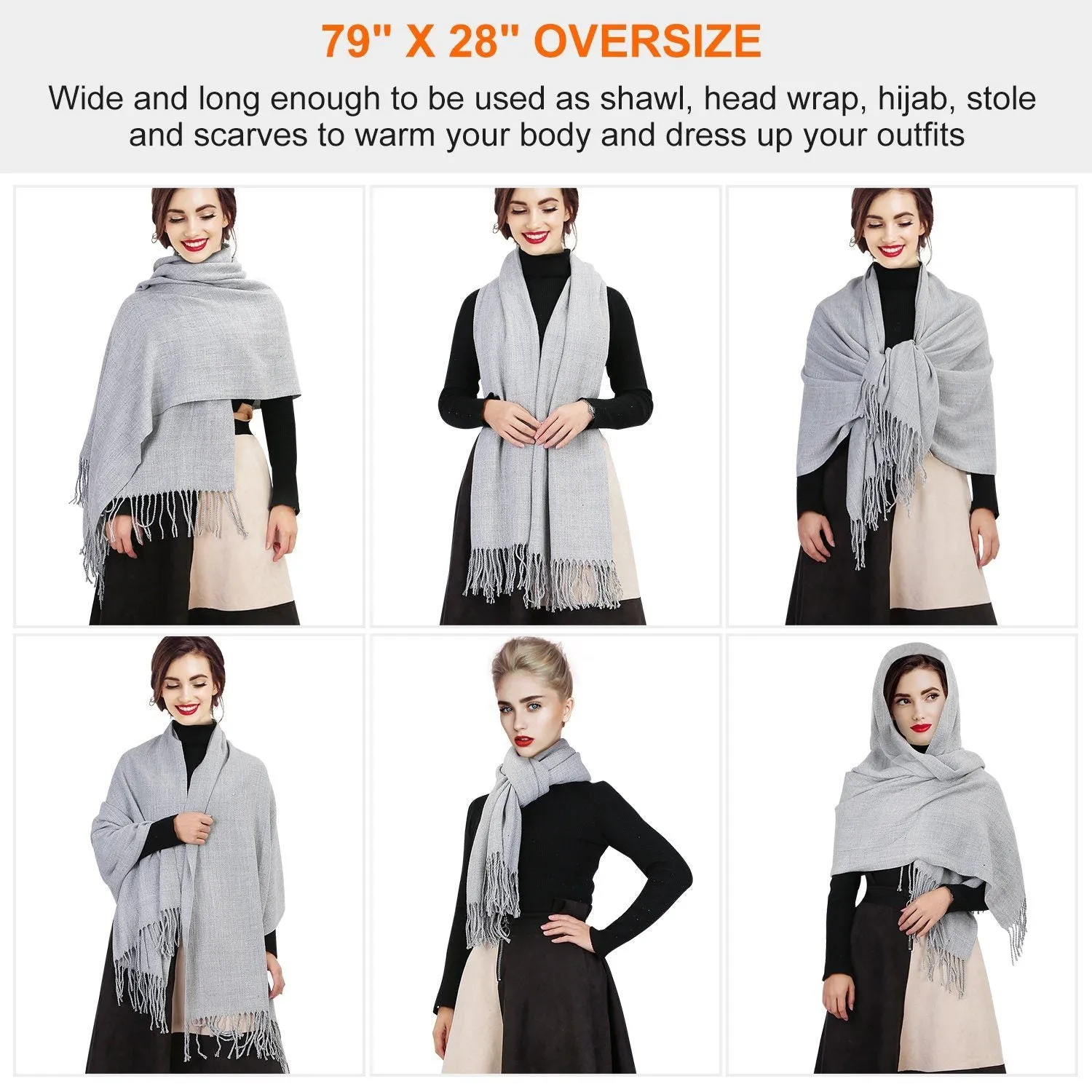 Oversize Cashmere Wool Shawl Wrap Blanket