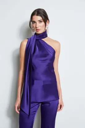 Satin One Shoulder Scarf Top