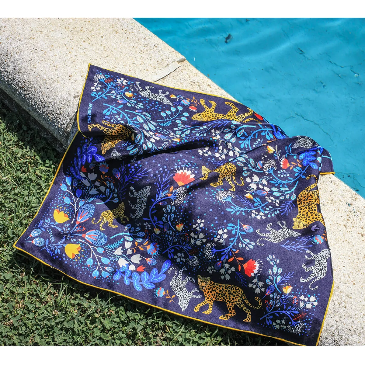 Silk Bandana of Amazon Rainforest Journey in Blue