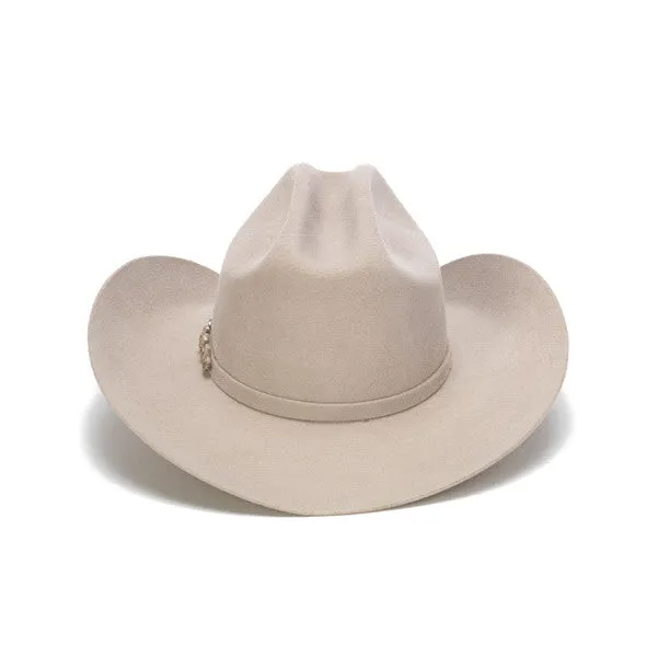 Stampede Hats - 100X Wool Felt  Beige Cowboy Hat with Silver Tone Buckle