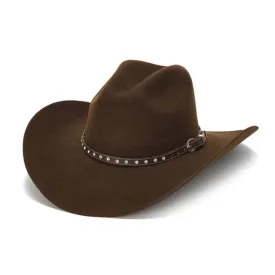 Stampede Hats - 100X Wool Felt Brown Cowboy Hat with Rhinestone Leather Trim