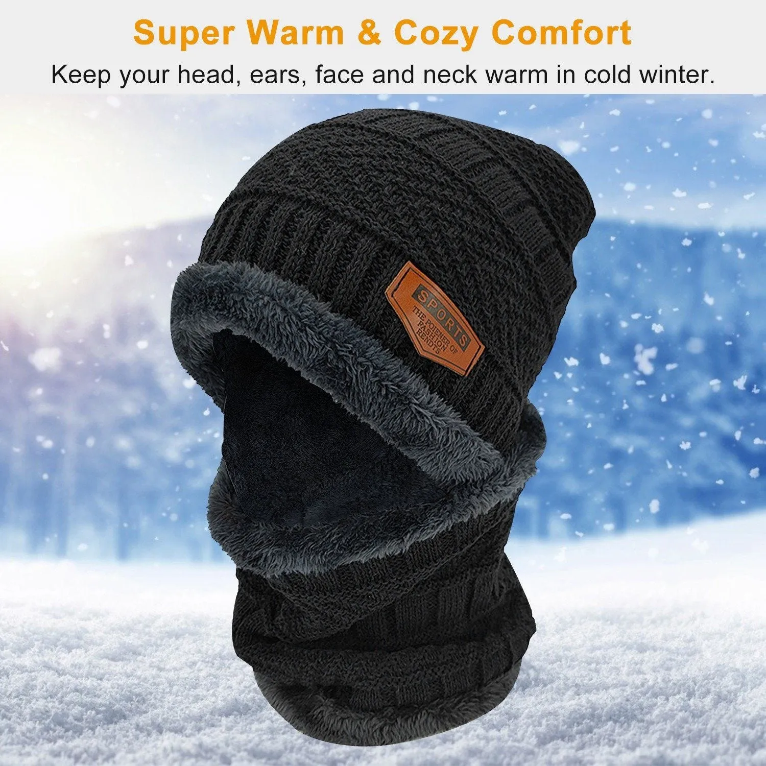 Unisex Winter Beanie Hat Scarf Set