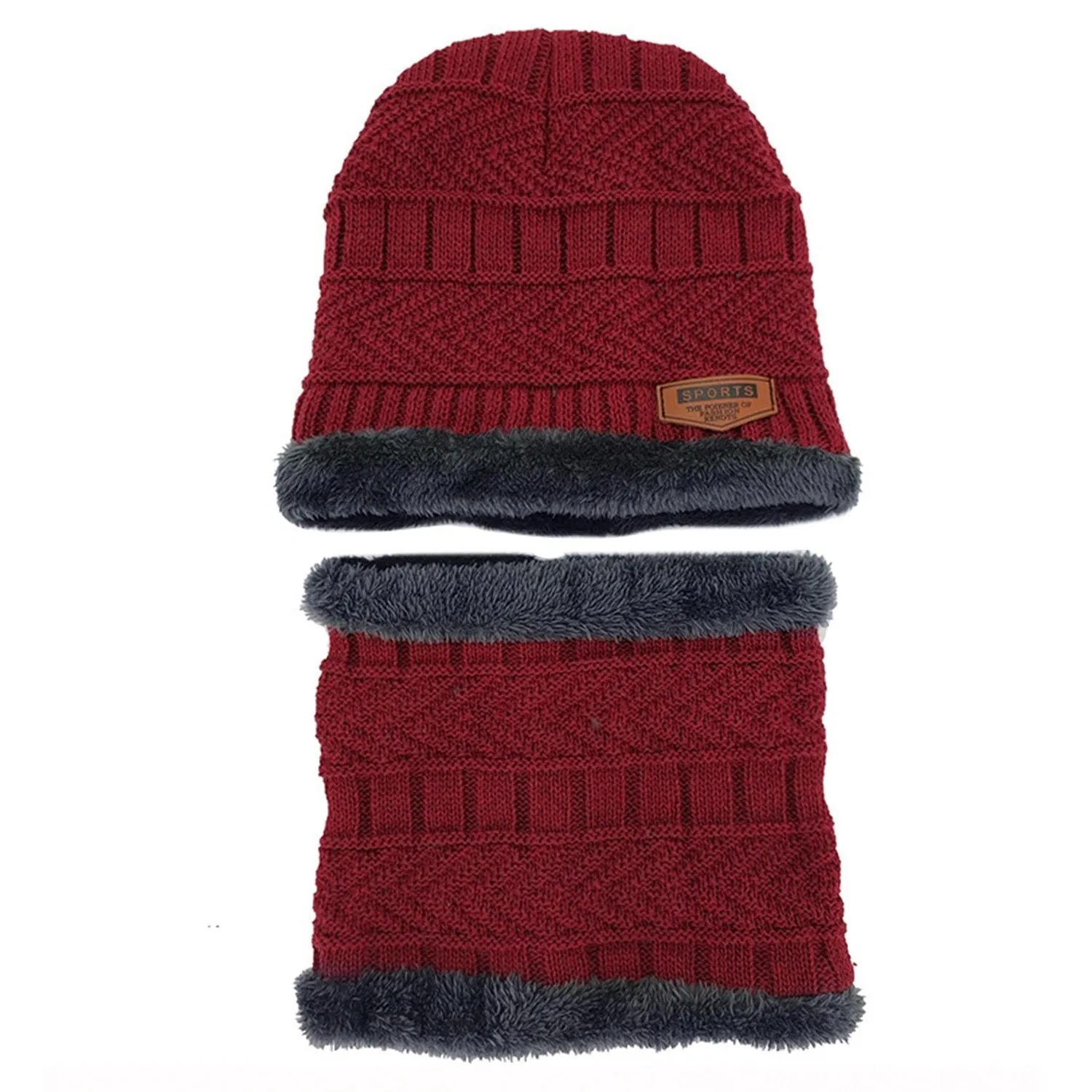 Unisex Winter Beanie Hat Scarf Set