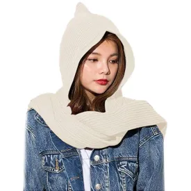 Women's Winter Knitted Hooded Long Scarf